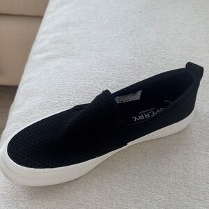 Sperry Black Slip-On with White Sole